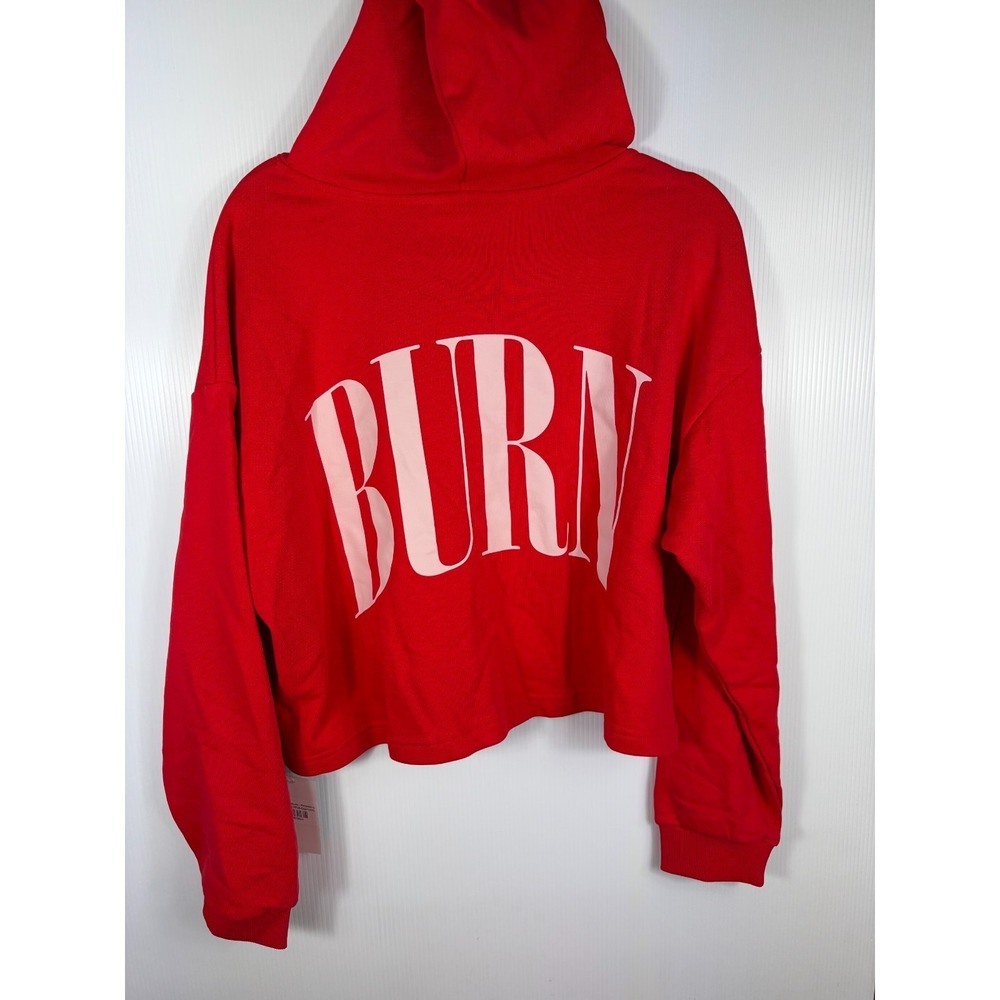 Burn Boot Camp Womens XL Red Cropped Hoodie Sweatshirt Cotton Oversized Workout - Picture 6 of 10